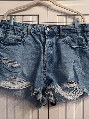 wild fable Distressed High-Rise Denim Shorts - Blue